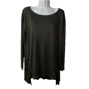 Eileen Fisher Womens Top M 3/4 Sleeve Ballet Neck Tunic Tencel Quiet Luxury‎